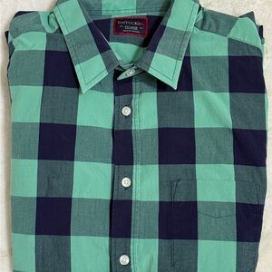 UNTUCKit Men's Teal and Navy Plaid Shirt